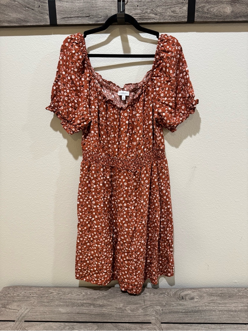 Luxology Burnt Orange Ditsy Floral Mini Dress - Picture 2 of 5